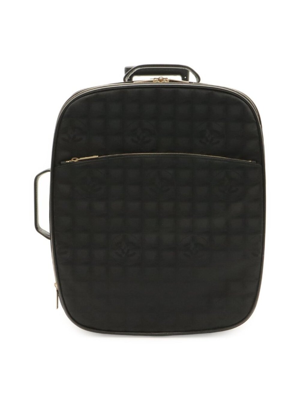 Chanel New Travel Line Bag Suitcase Carry Case Nylon Jacquard Black Gold